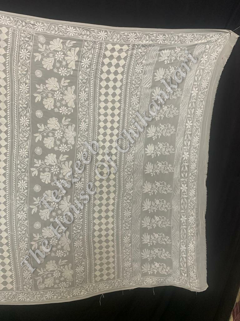 Thumbnail: Darazkari Applique Lucknowi Chikankari Taar Saree