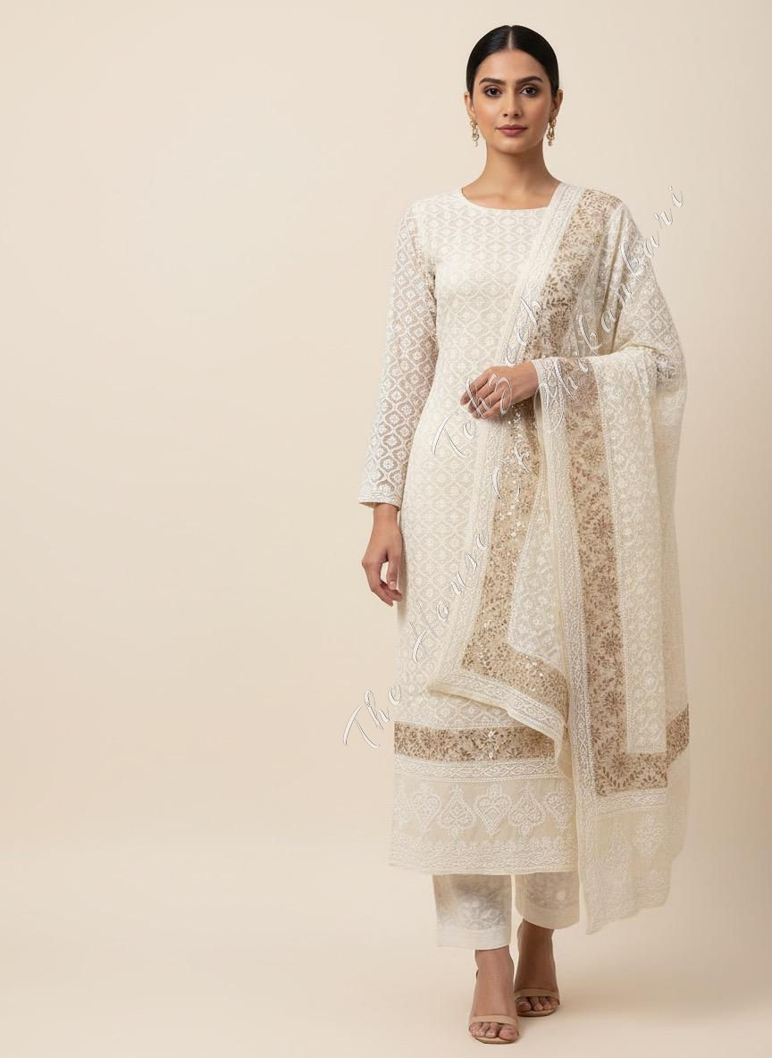 Unique Murrhi & Zardosi Gottapatti Lucknowi Chikankari Suit