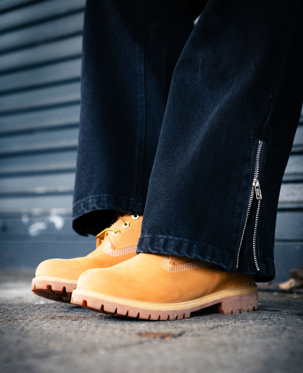 Thumbnail: BAGGY FLARED DENIM JEANS - BLACK