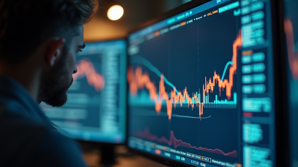 Close-up view of a digital screen monitoring a self-optimizing investment portfolio