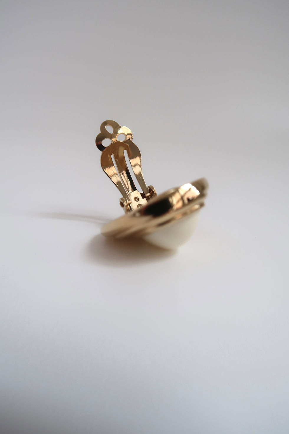 Thumbnail: Givenchy Creamy White Stone Inlaid Metal Clip-On Earrings