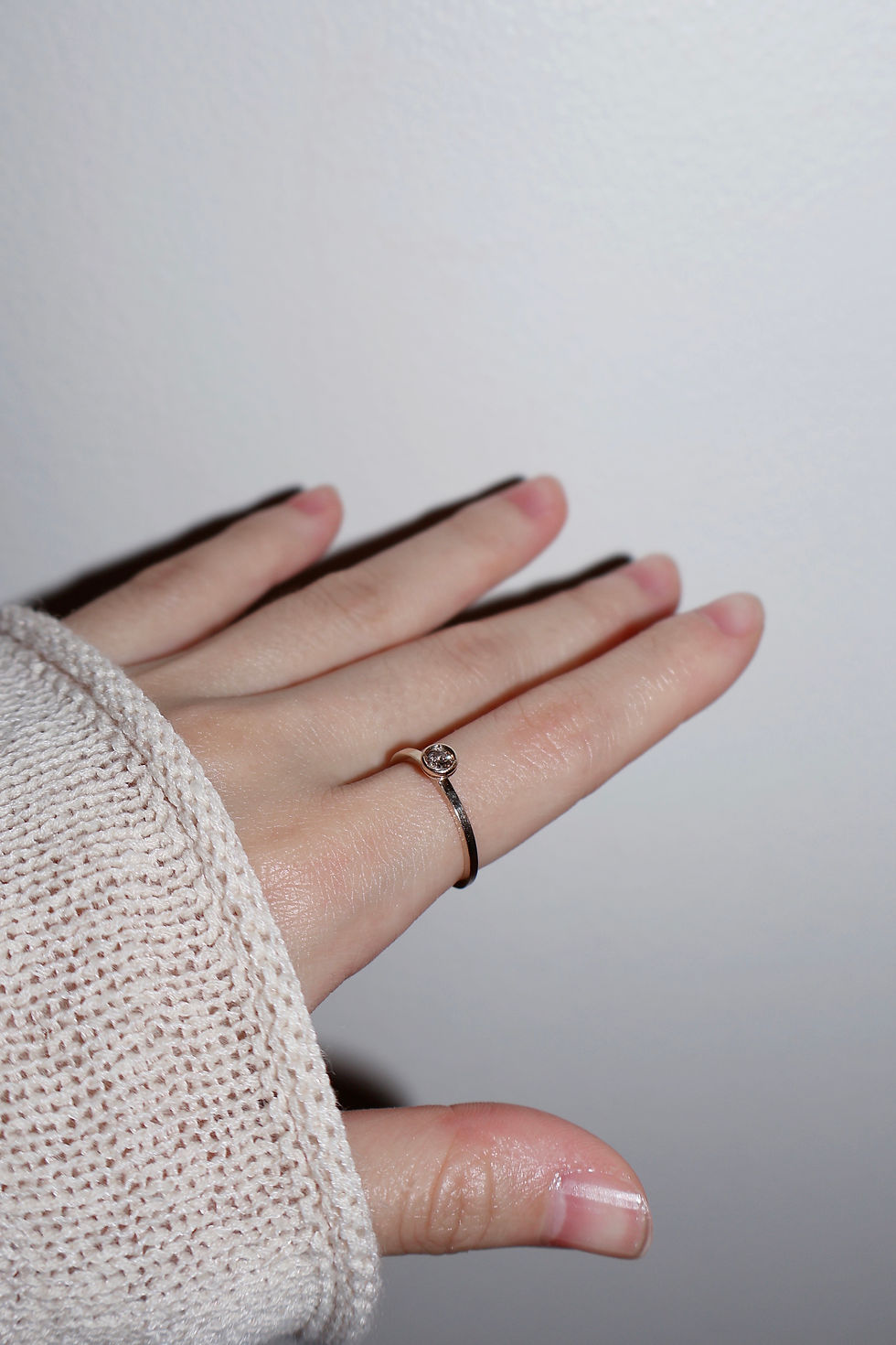 Thumbnail: agete 0.1ct Diamond 10k Gold Thin Stack Ring