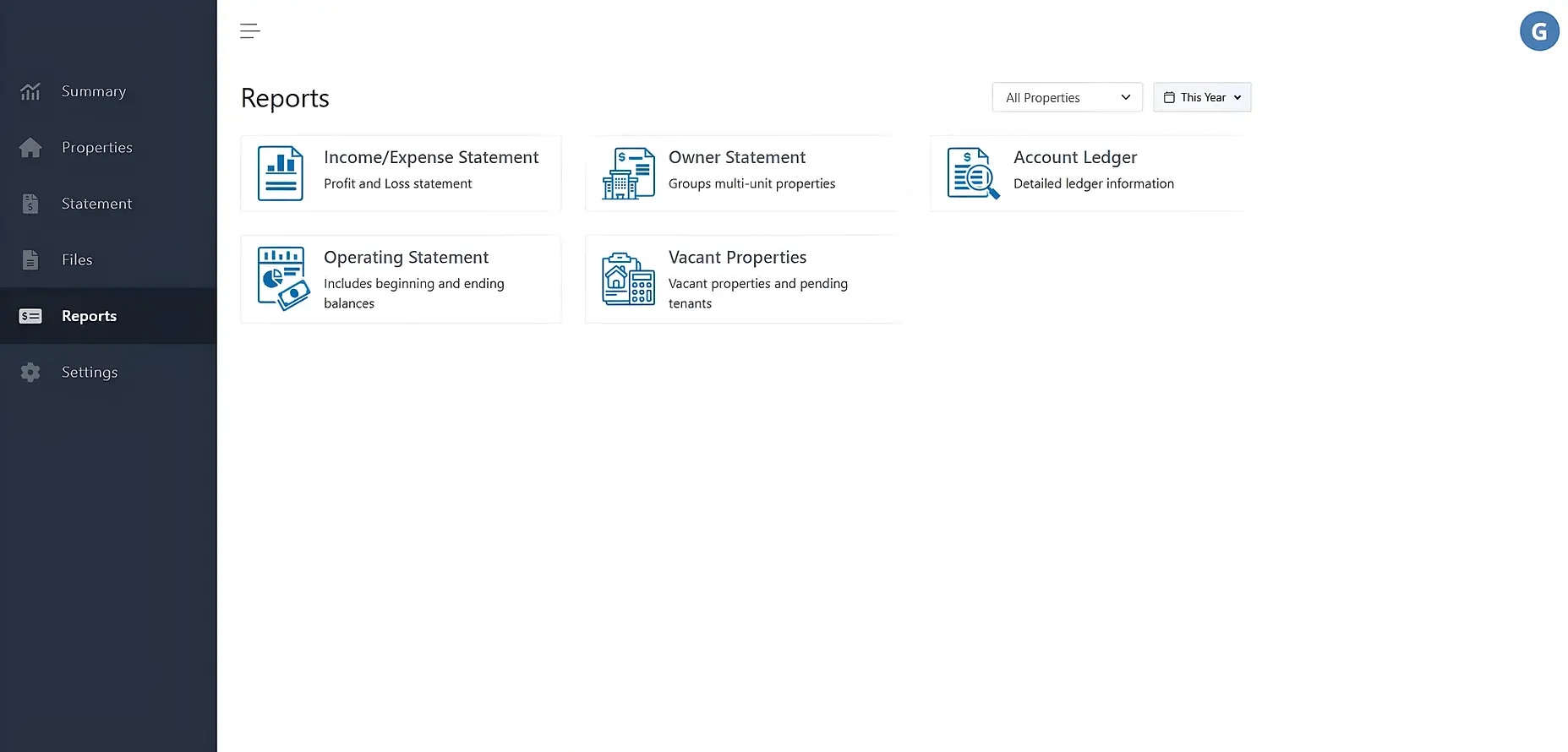 Owner Portal Demo - Reports Page