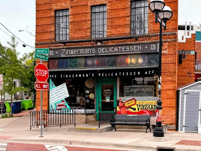 Exterior of Zingerman’s Delicatesse—a must-stop on any list of fun things to do in Ann Arbor MI.n in downtown Ann Arbor, MI, a must-stop on any list of fun things to do in Ann Arbor MI