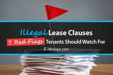 Stack of rental agreement documents with a red warning flap symbolizing illegal lease clauses - thumbnail