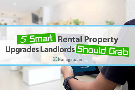 Landlord using smart home app on iPad to manage rental property settings in a modern living room - thumbnail