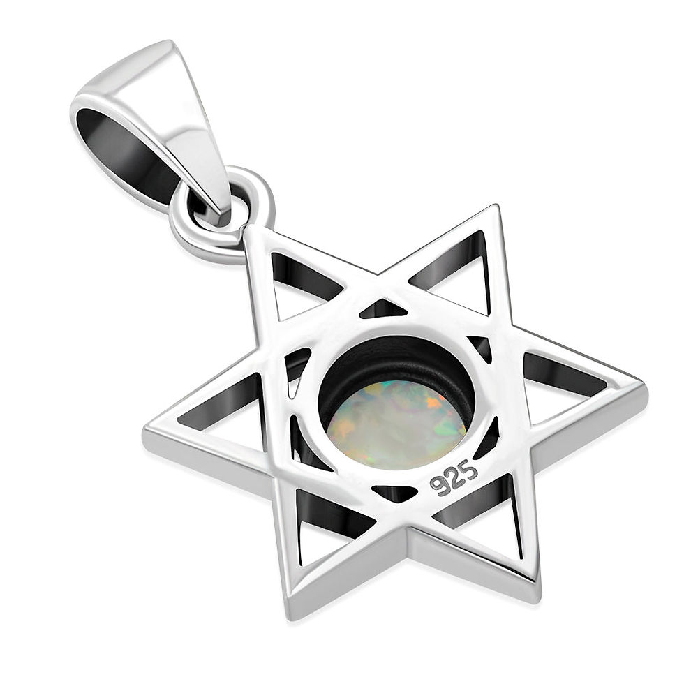 Thumbnail: Opal Sun & Ice Star of David Silver Pendant.
