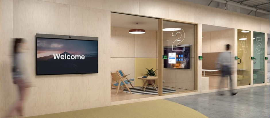 Modern workplace with integrated AV, digital signage and collaboration technology