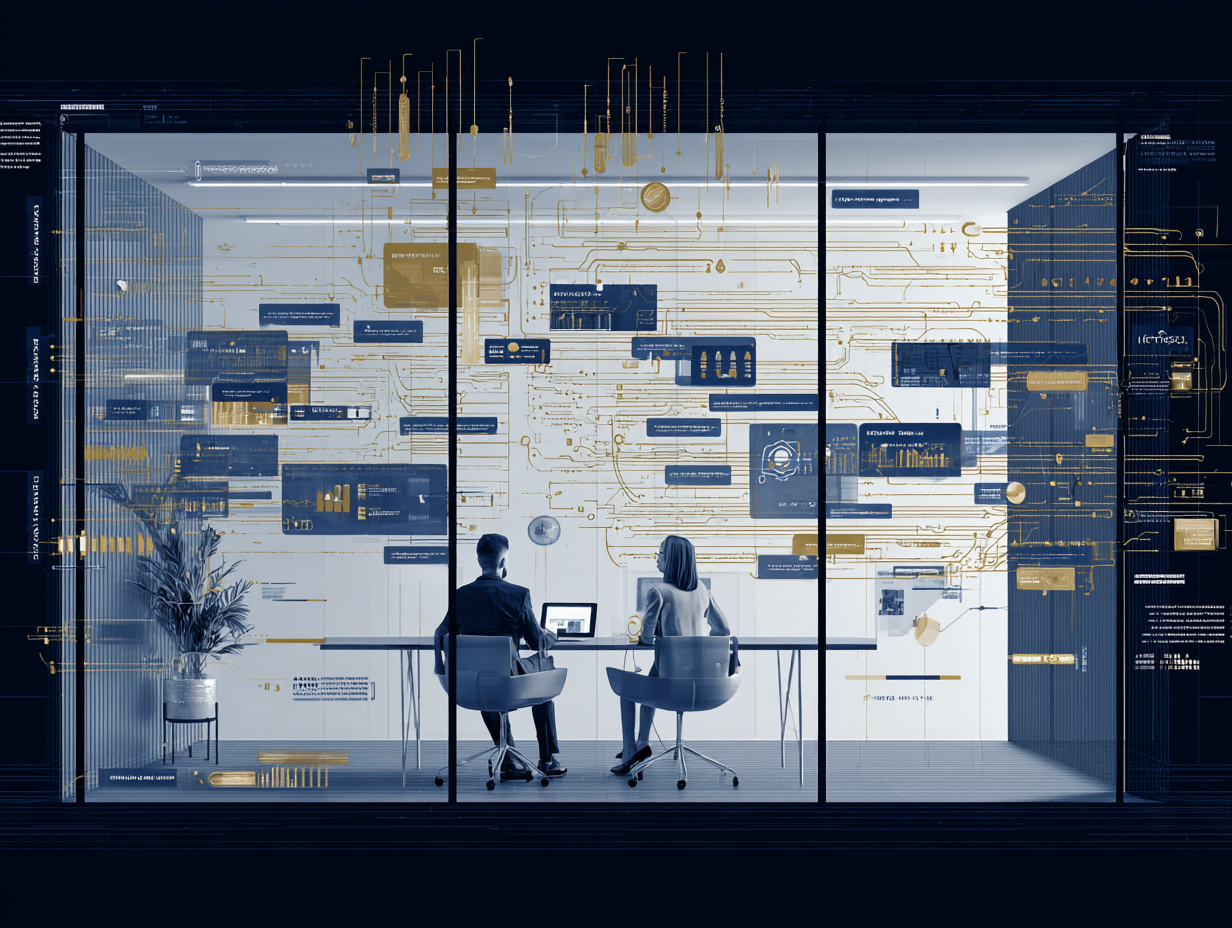 Two People Reviewing A Board of Workshop Inputs