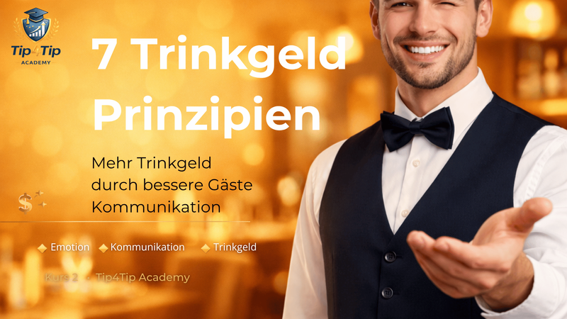 Servicekraft erhält Trinkgeld von Gast im Restaurant – Tip4Tip Servicekurs