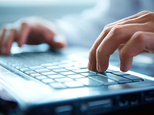 A man typing
