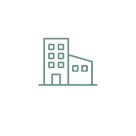 Icon eines Bürogebäudes mit Fenstern und Eingang