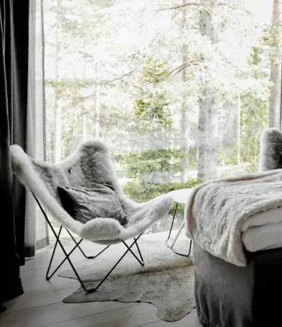 Butterflychair, Island Mariposa, Cuero, Schaffell, Maison Freesenburg