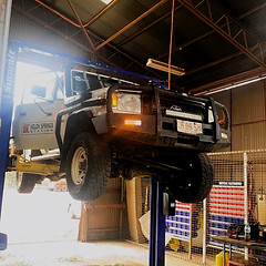 Servicing a local Toyota Landcruiser from locals and NT stations