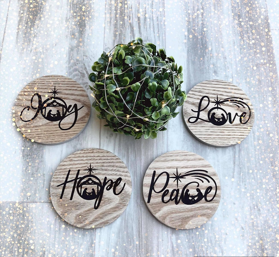 Thumbnail: Coaster set- Love, Joy, Peace, Hope
