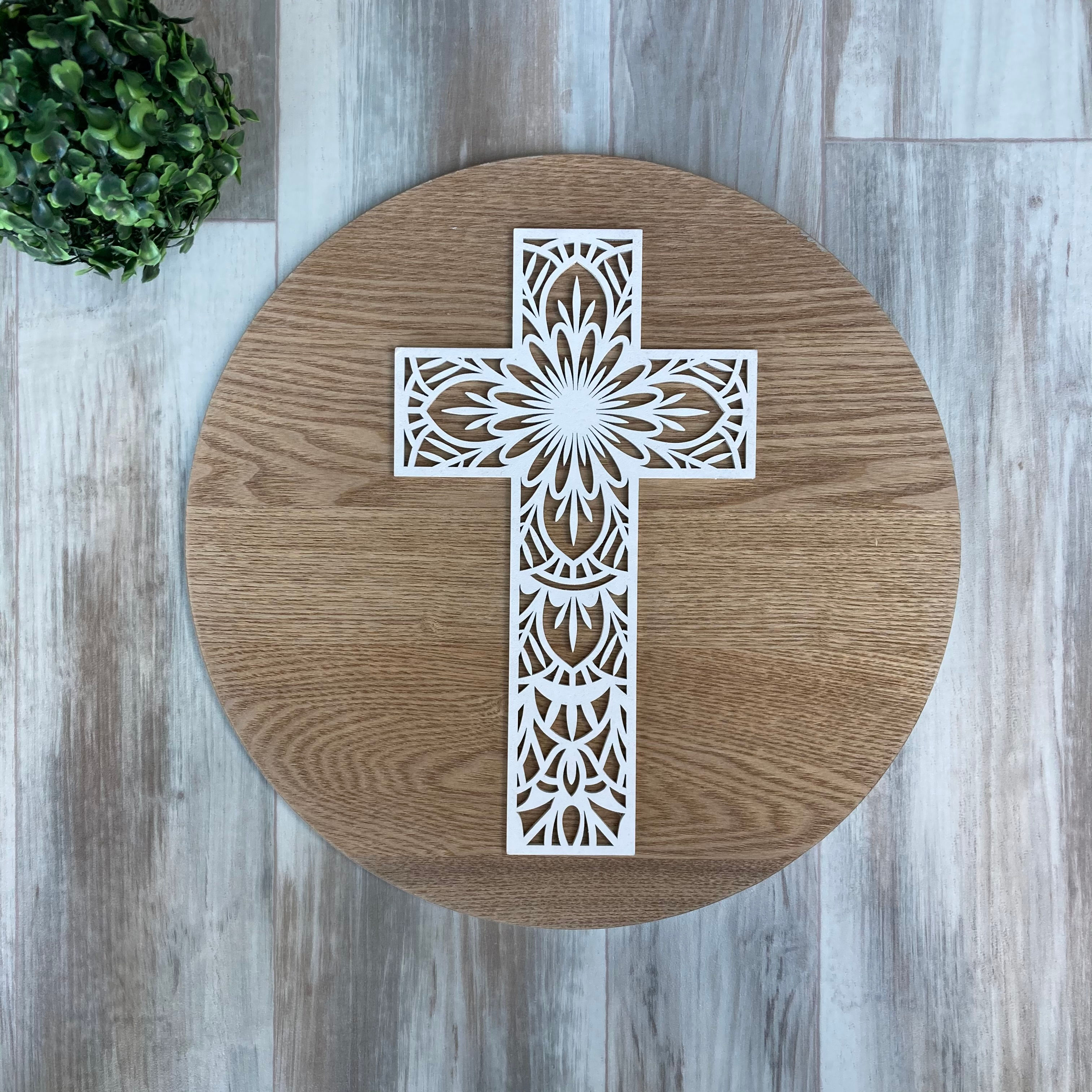 Round Hanging Ornate Cross