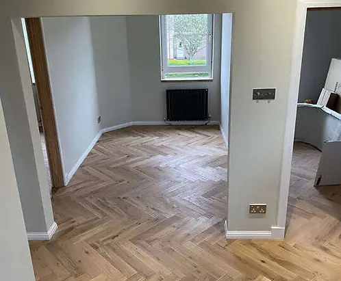 Herringbone Parquet Flooring Dark Oak London private apartment project..webp