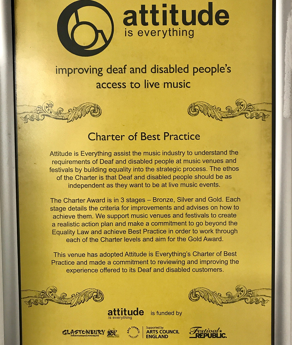 'Attitude is Everything' poster - improving deaf and disabled peoples access to live music