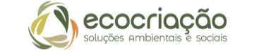 Logotipo ecocriação soluções ambientais e sociais com símbolo de folhas