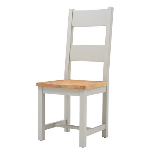 Chester Dove Grey Ladder Back Dining Chair Wooden Seat (Pair) GLTFH