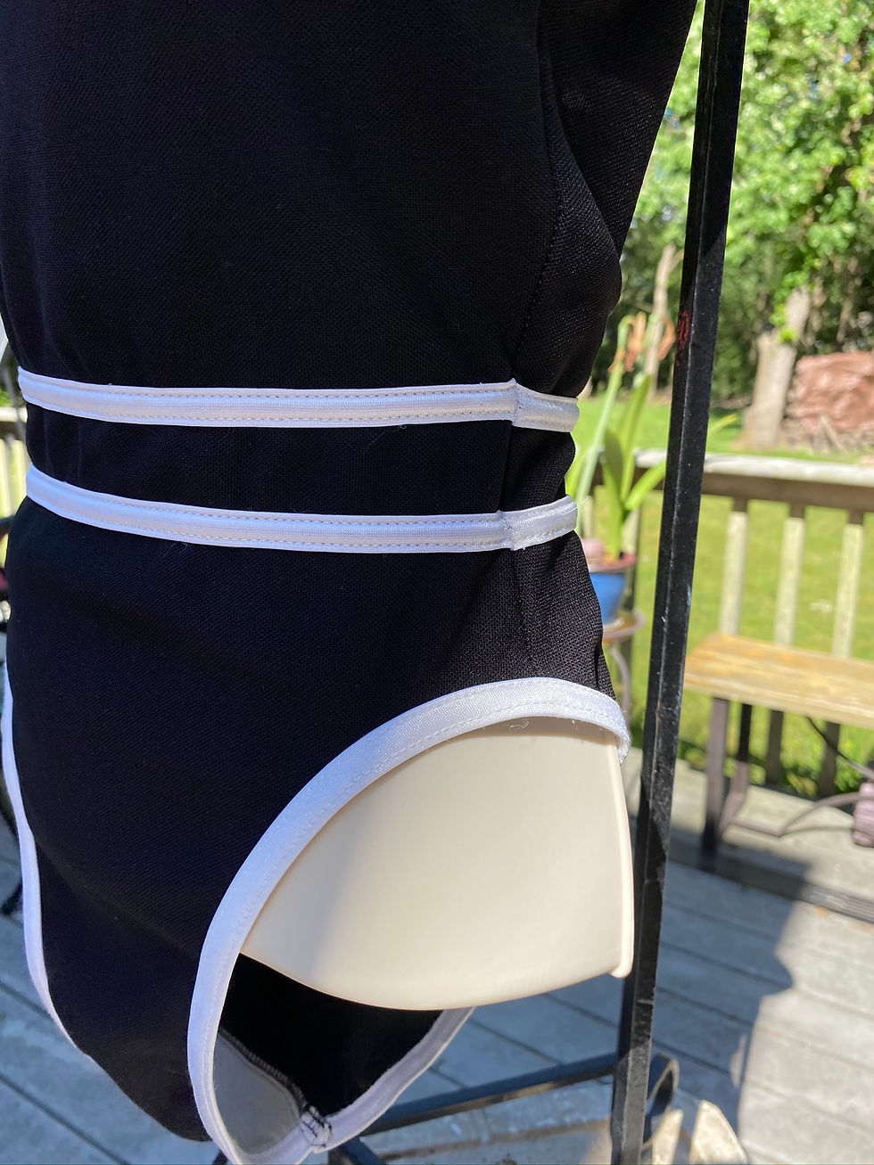 Thumbnail: Classic 1 piece Jantzen Bathing Suit, black with white trim.  Size 8