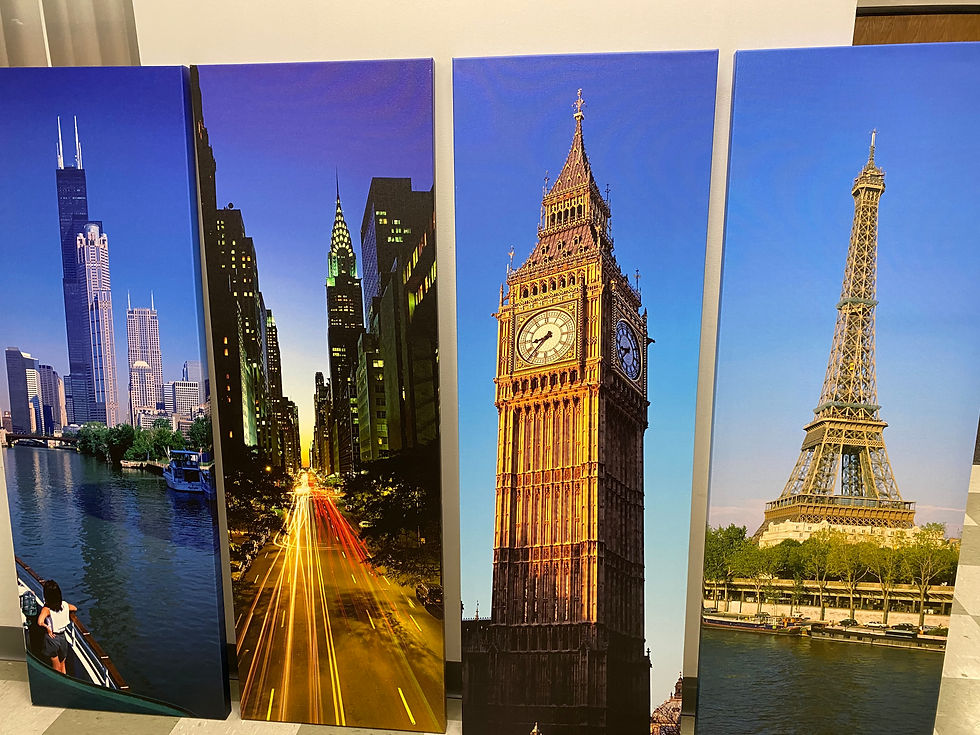 Thumbnail: Set of 4 piece stretched canvas art of famous city destinations