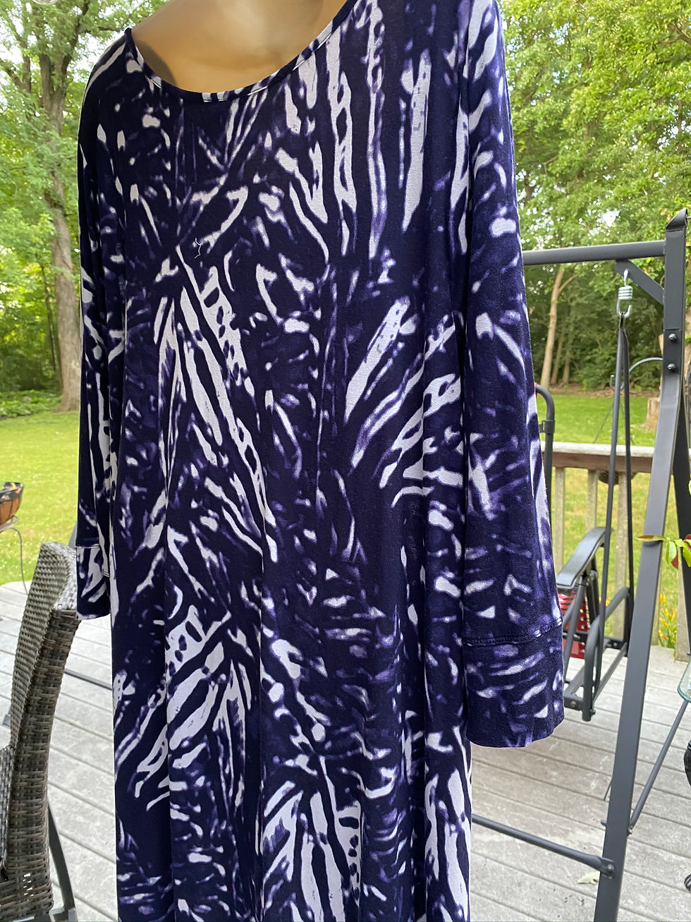 Thumbnail: Kenar Flowy Dress (Bathing Suit Coverup or casual) Navy/white Zebra