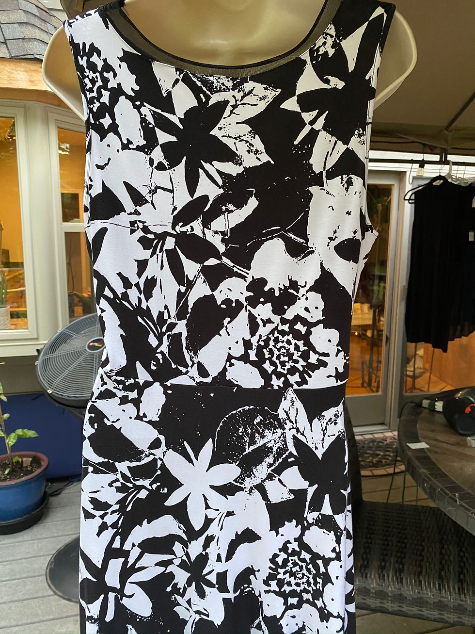 Thumbnail: Cupio Black & White Sleeveless Dress, size medium, 97% viscose & 3% spandex