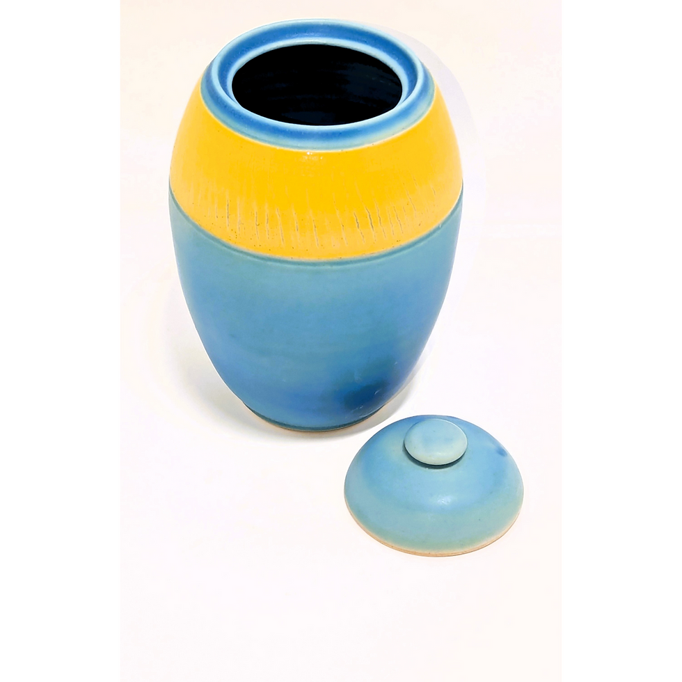 Thumbnail: Bright Blue & Yellow Urn 500ml