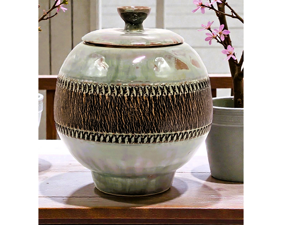 Thumbnail: Mottled Green and Brown Urn 1.4lt