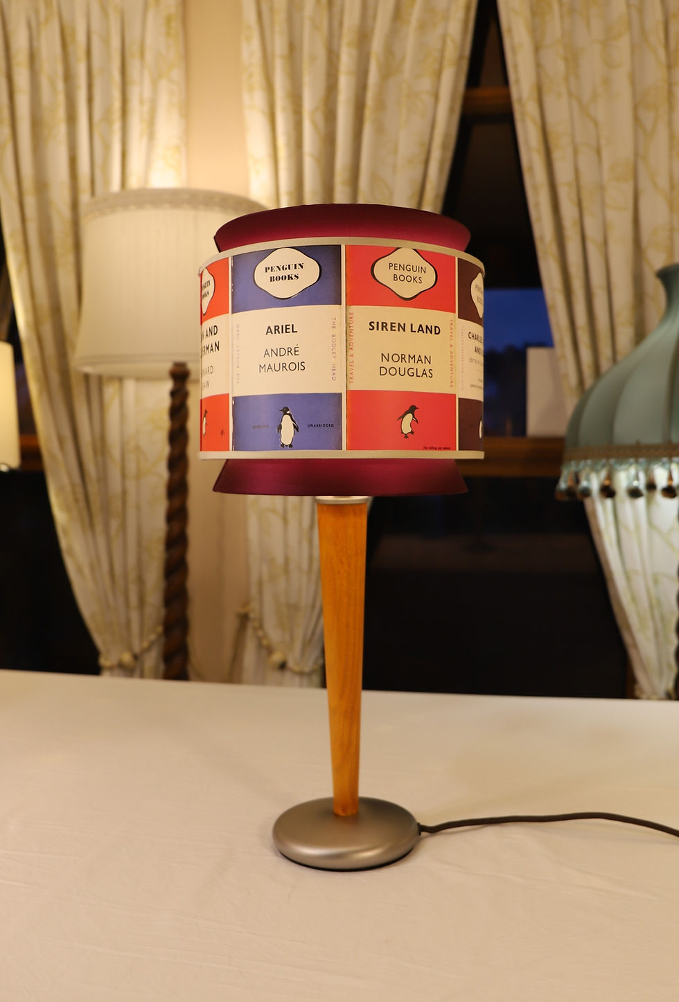Thumbnail: AL014b - Lamp base + Penguin Library shade in Purple