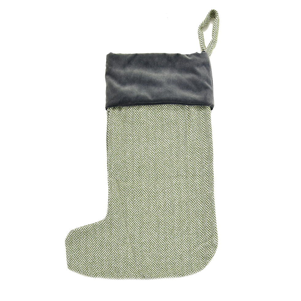Tweedmill Olive / Stone Herringbone Christmas Stocking