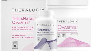 white bottle of Theralogix supplements