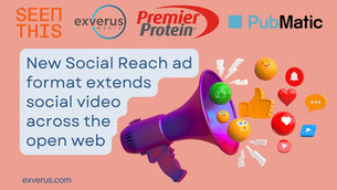 purple megaphone shouting social media logos against peach background