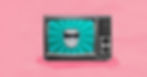 television displaying open mouth against pink background
