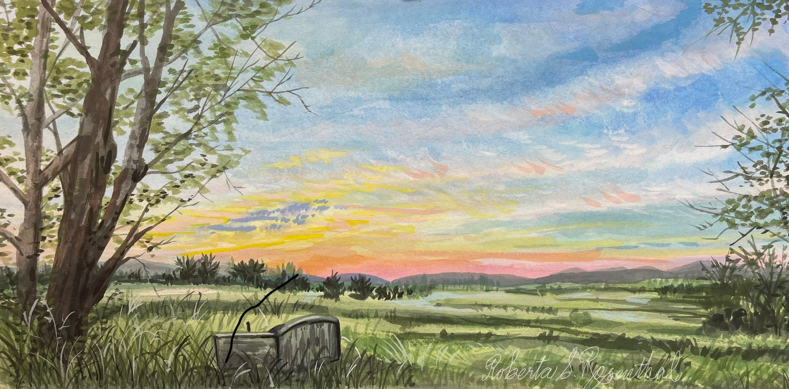 Campbell Hall Gather In looking West Sunset