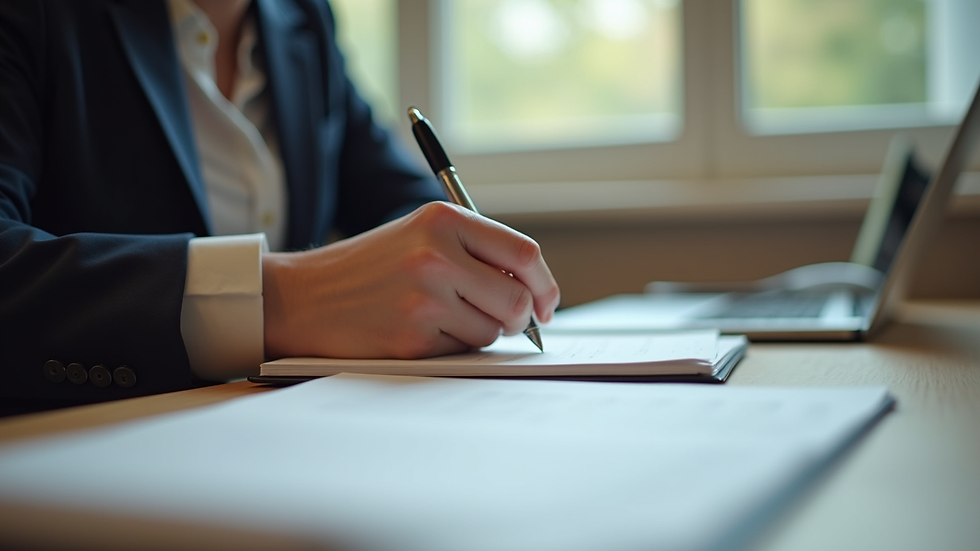 Close-up view of a person taking notes while preparing for an exam