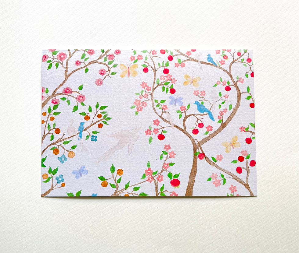 Thumbnail: Pomegranate, Orange, Flower Orchard - Fine Art Greeting Card