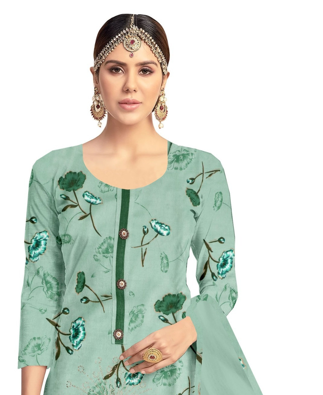 Floral Print Unstich Dress Material