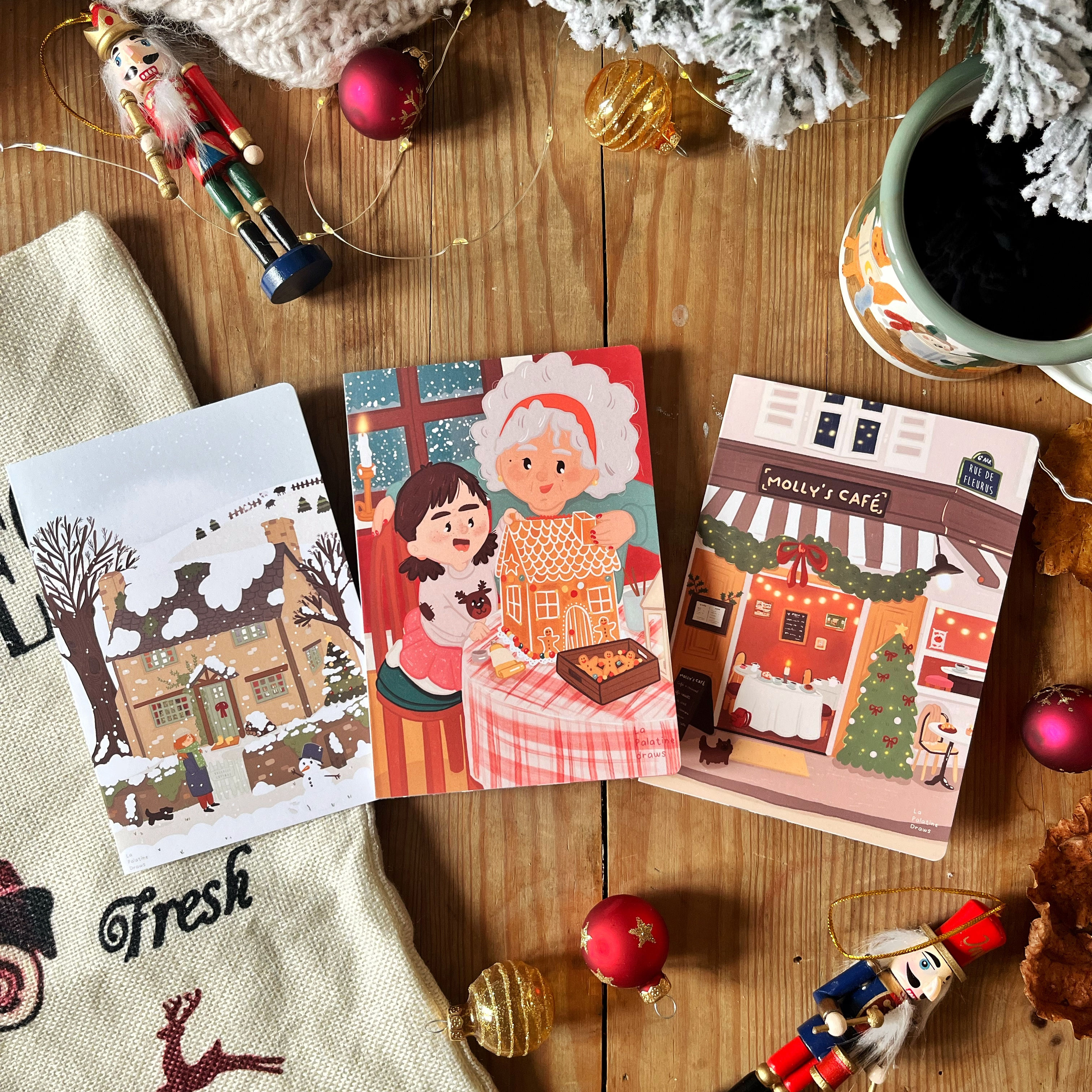 Lot de 3 cartes de voeux