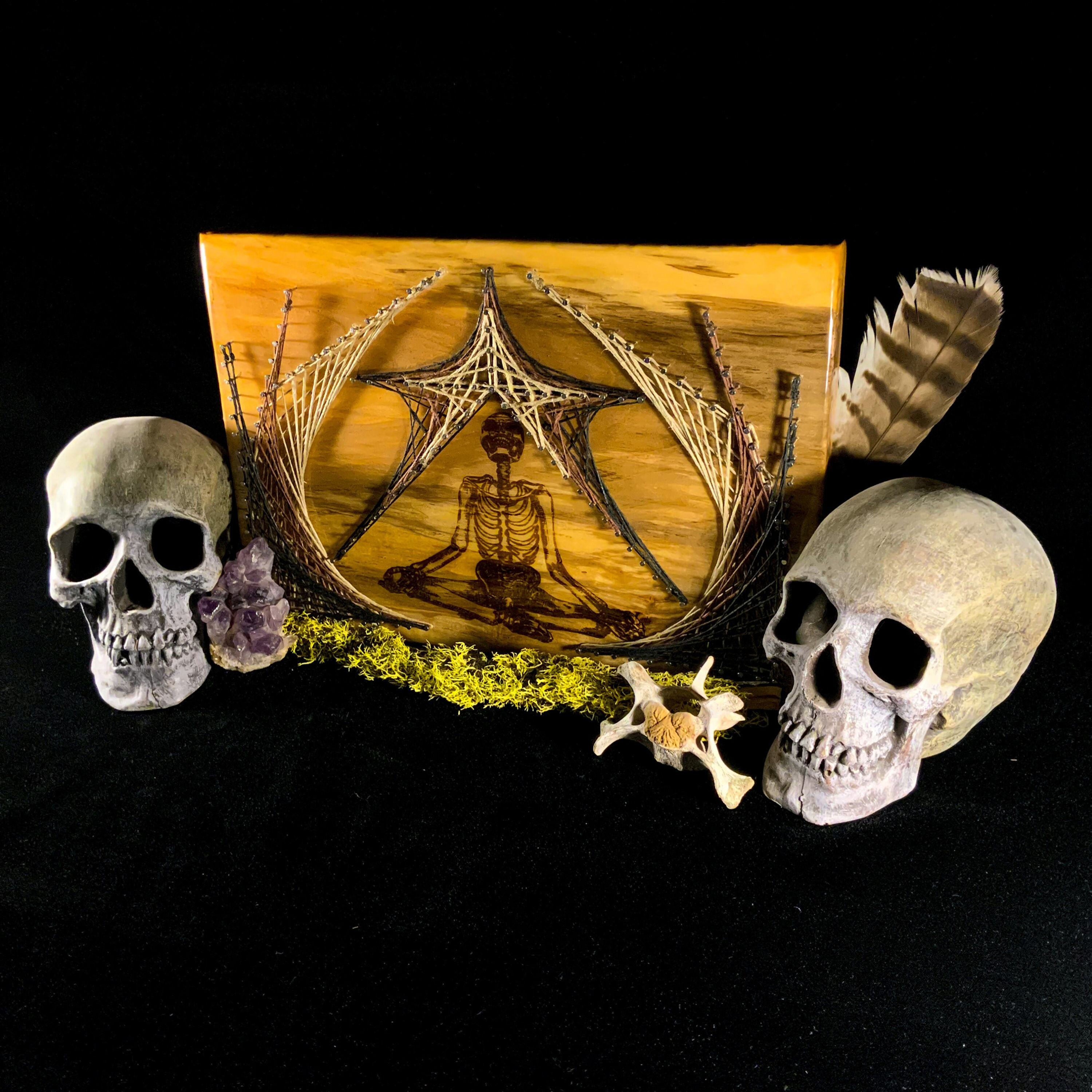 Deaths Enlightenment Natural Board String Art / Threaded Engraved Wood Craft