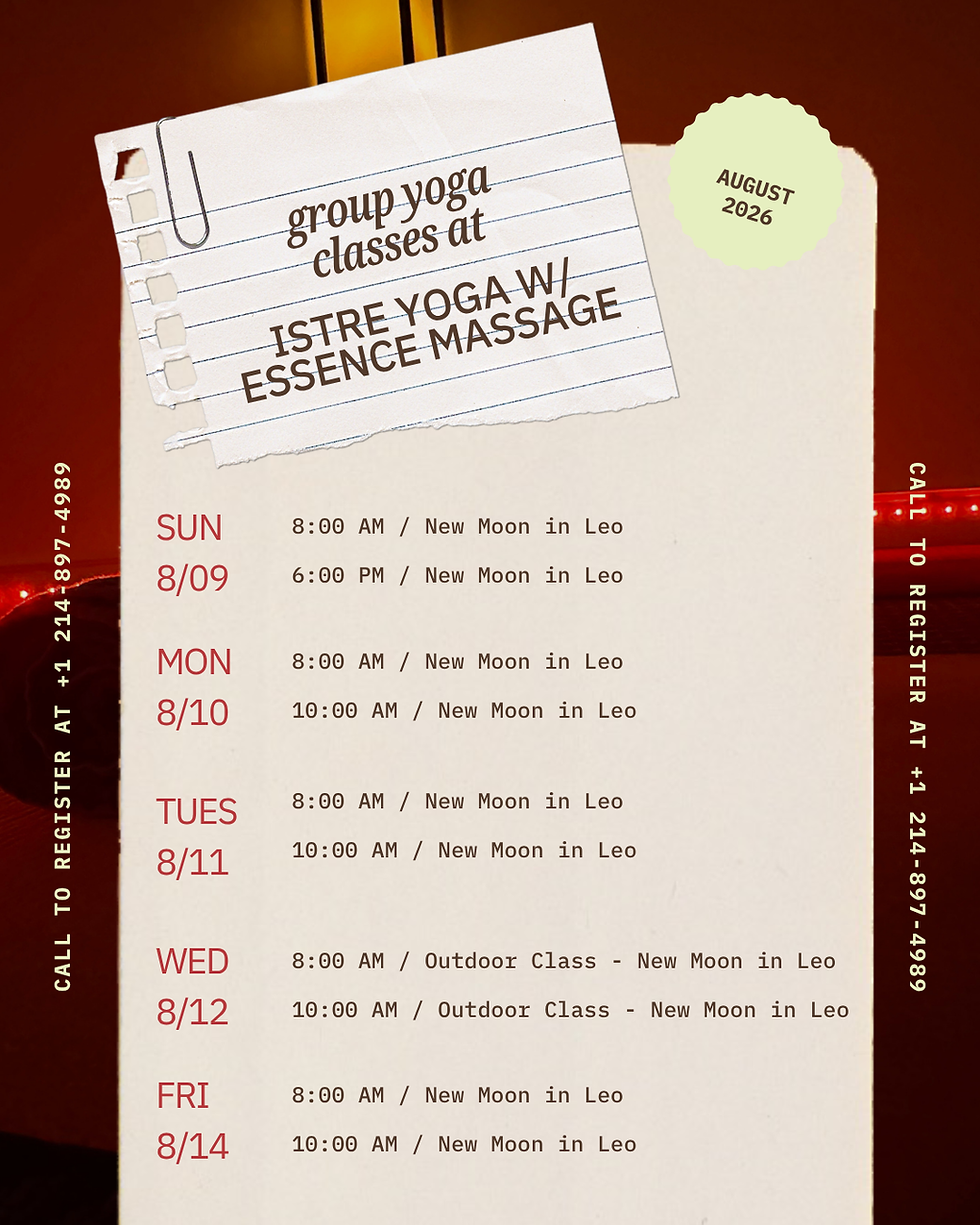 Weekly Yoga Calendar for 8/9 -8/14