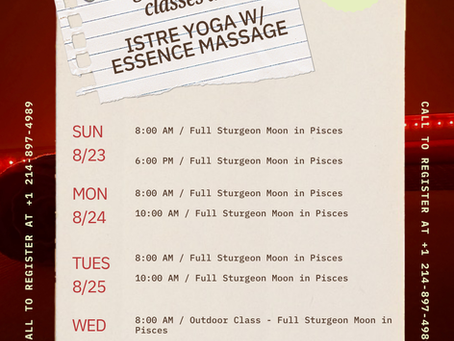Weekly Yoga Calendar for 8/24 - 8/28