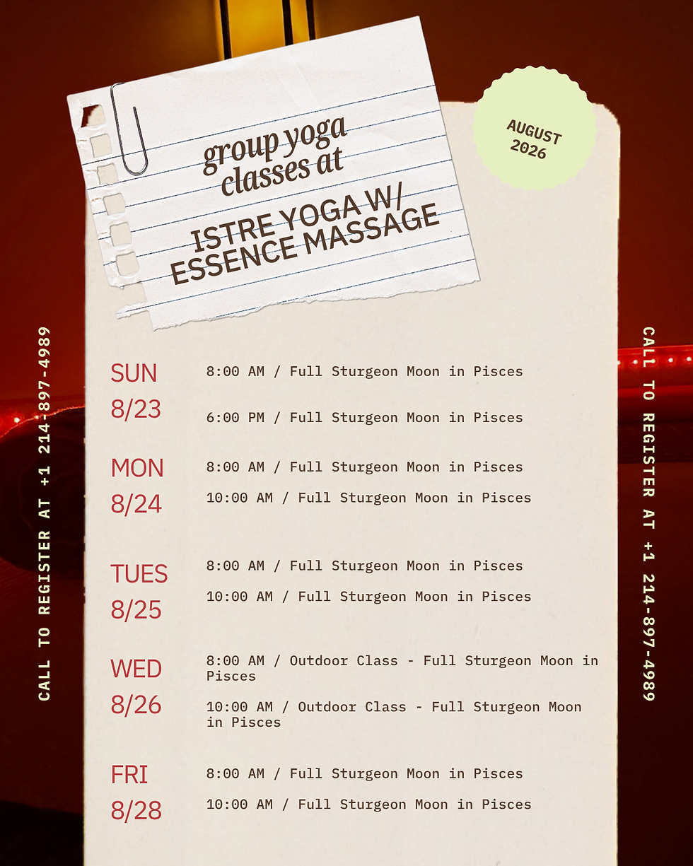 Weekly Yoga Calendar for 8/24 - 8/28