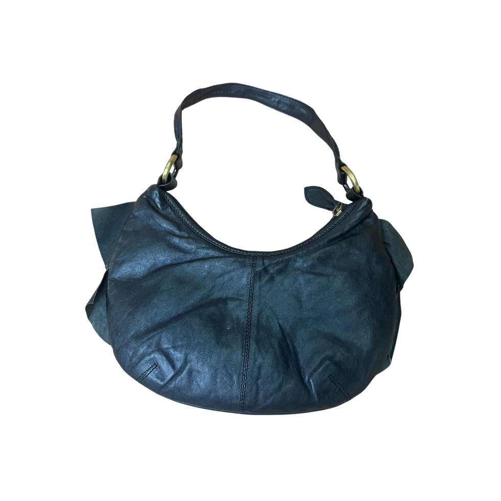 Thumbnail: BLACK RUFFLE DETAIL SHOULDER BAG 100.