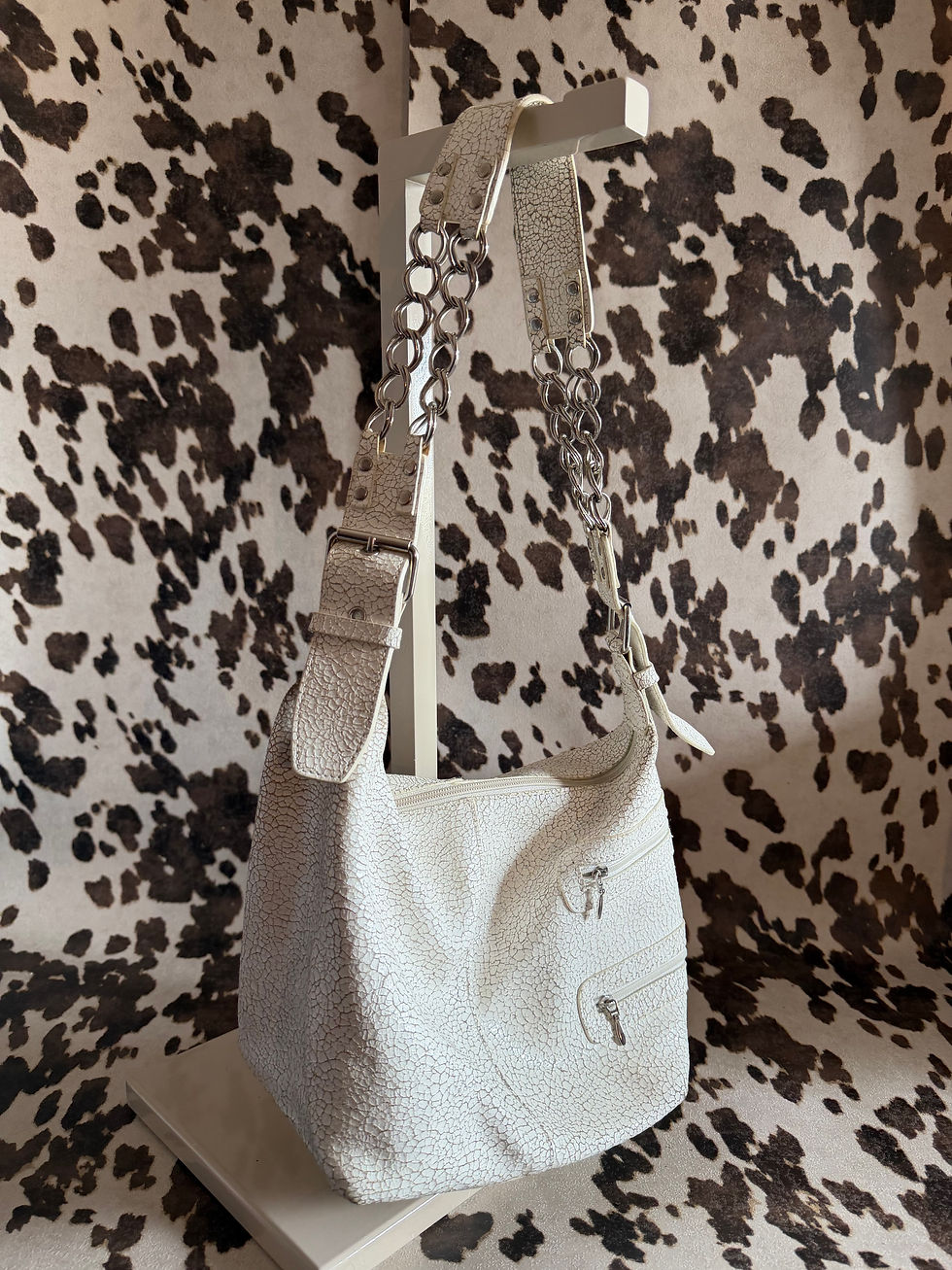 Thumbnail: ★WHITE DISTRESSED LEATHER SHOULDER BAG 467 ★