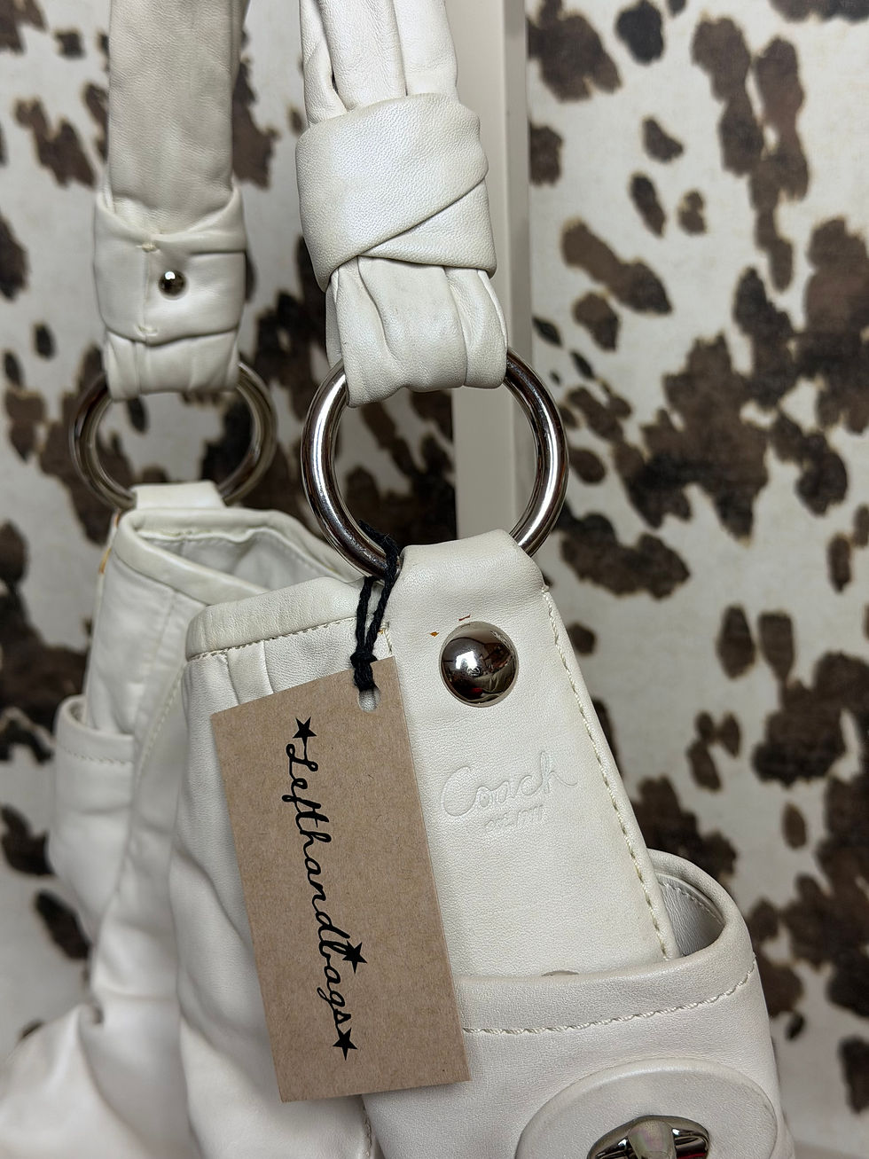 Thumbnail: ★VINTAGE COACH HOBO CREAM SHOULDER BAG 455 ★