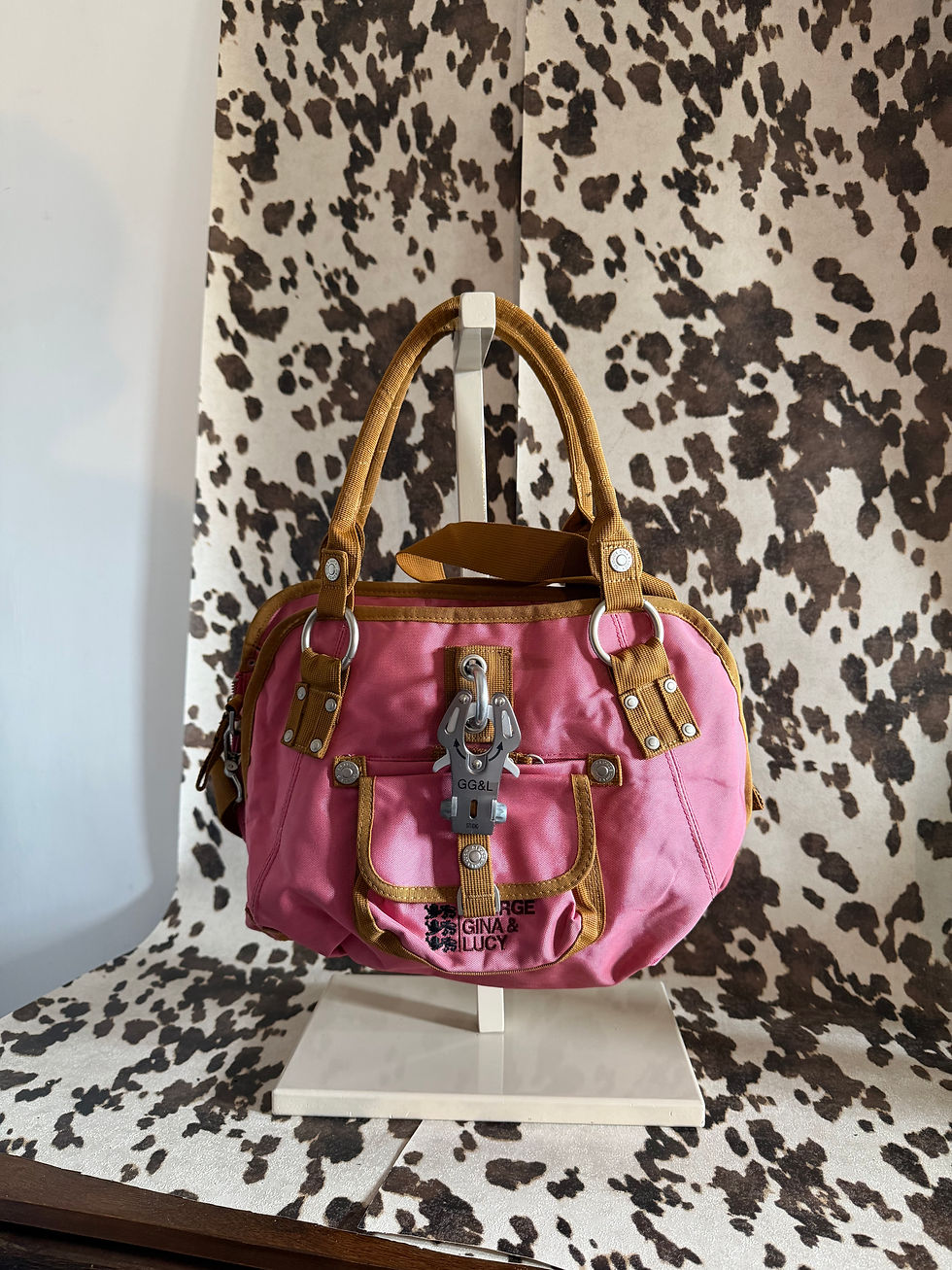 Thumbnail: ★00's PINK/TAN GGL UTILITY SHOULDER BAG 551★