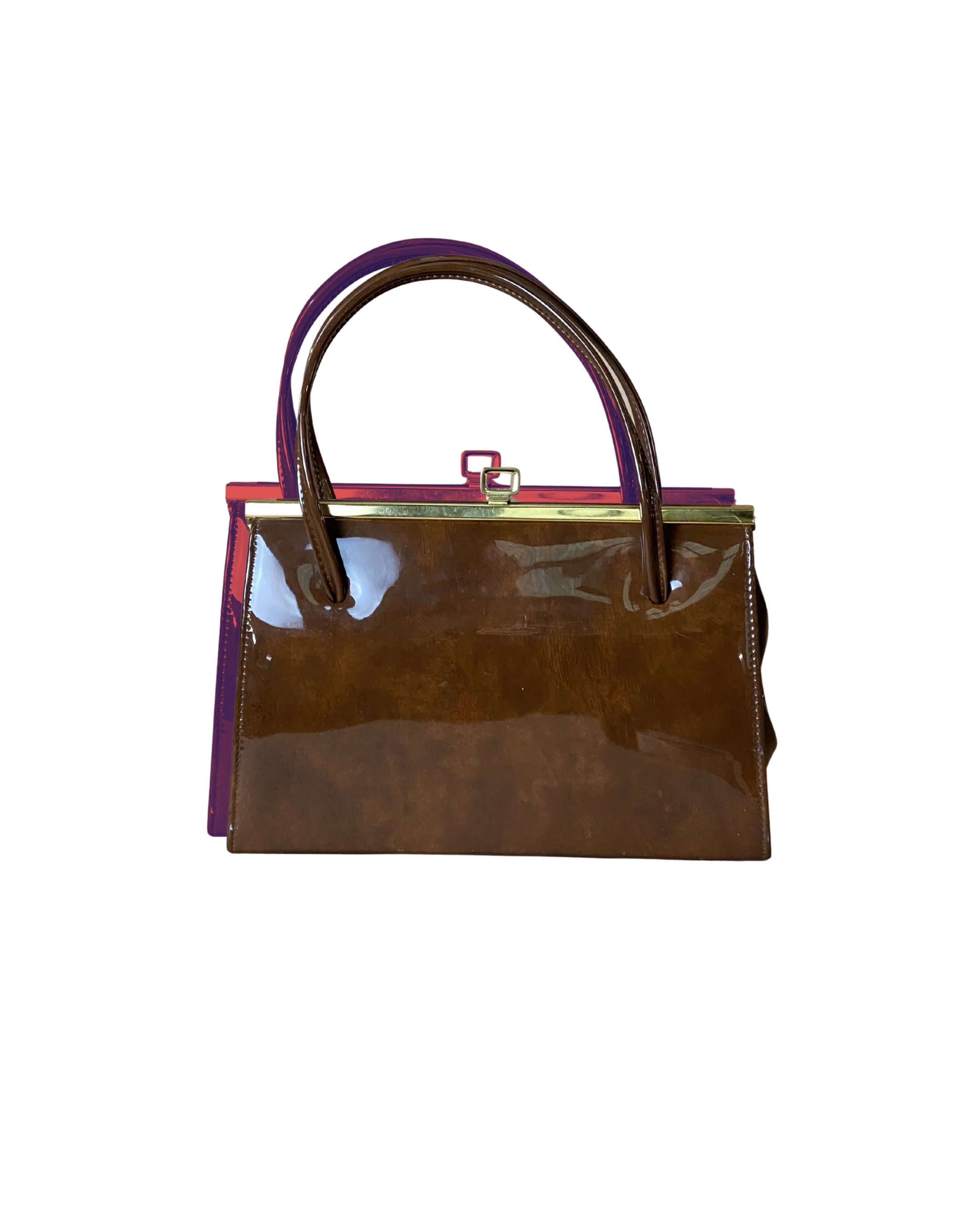 1950'S RETRO BROWN CLASP BAG 027.