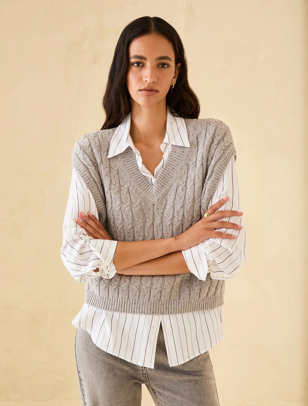 Thumbnail: PennyBlack Grey Sleevless Rhinestone Knit